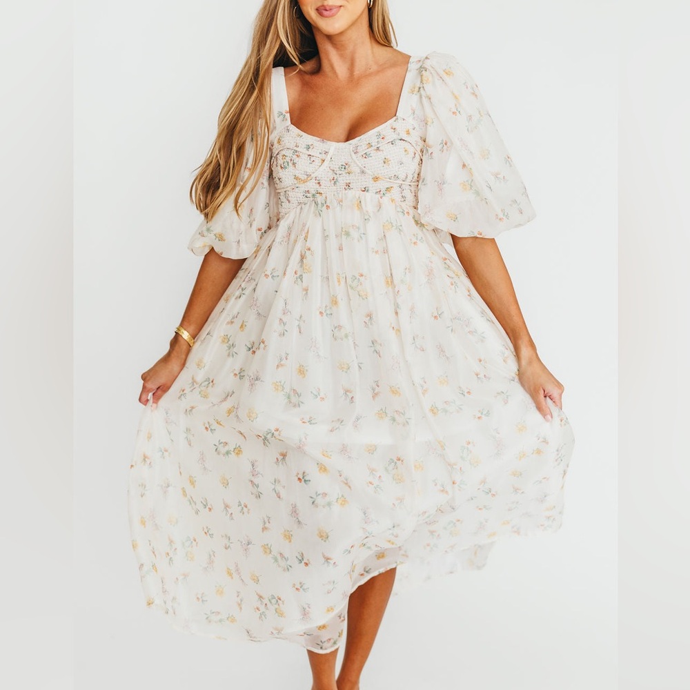 Harlow Maxi Dress in Tiny Yellow Floral - Bump Friendly
